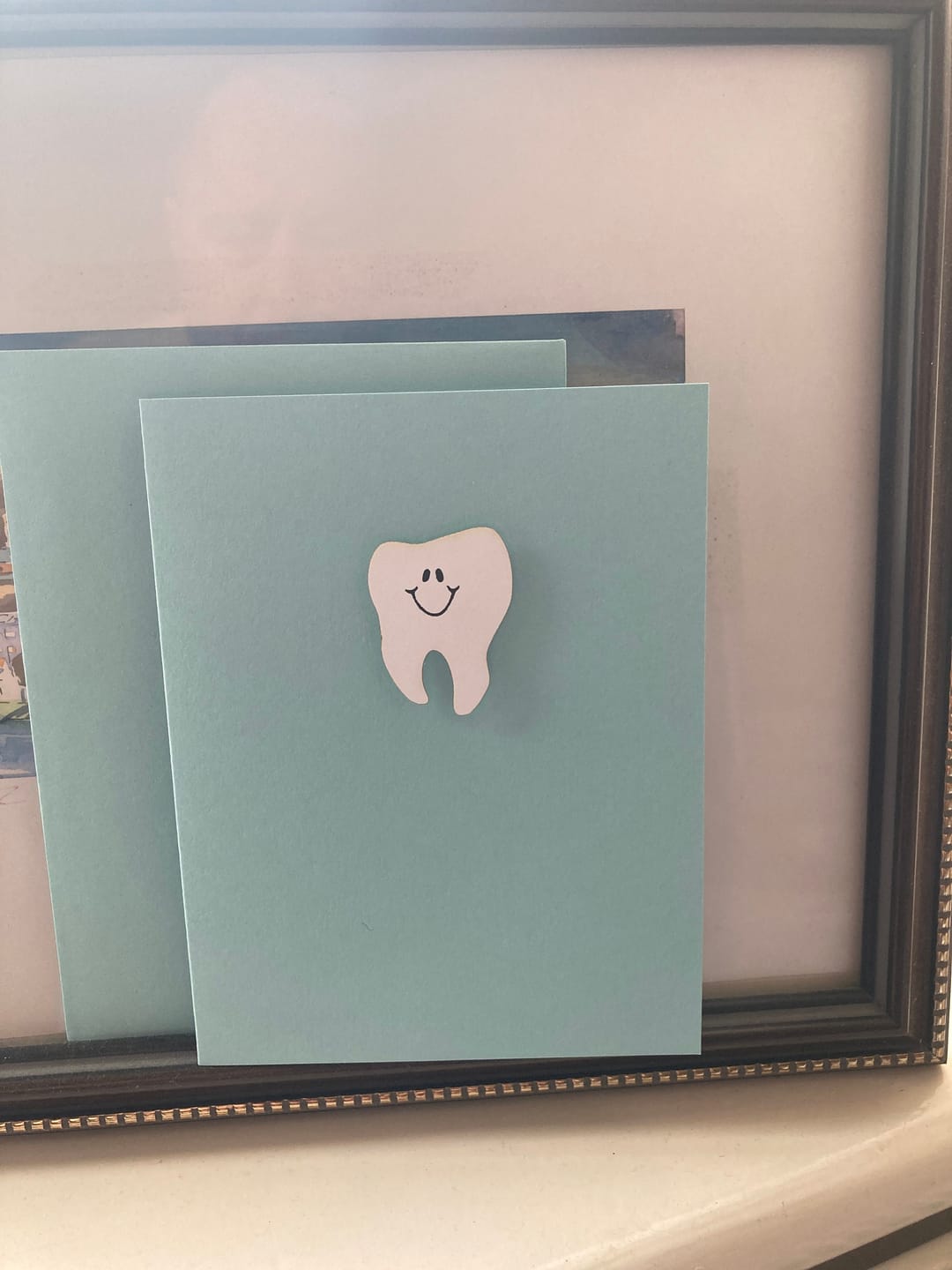 Customer photo review of Tooth Thank You Notecard | Handmade Dentist Greeting Cards | Tooth with Smile | Single or 10 Pack | Choose Front and Inside Phrases