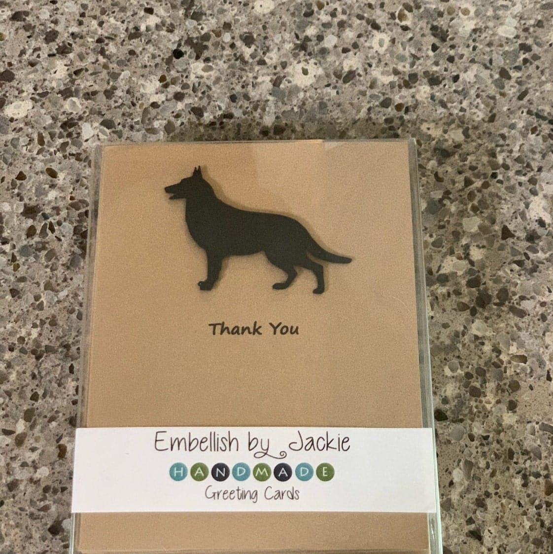 Customer photo review of German Shepherd Thank You Card | Handmade Black Dog Greeting Card | Single or 10 Pack Notecards