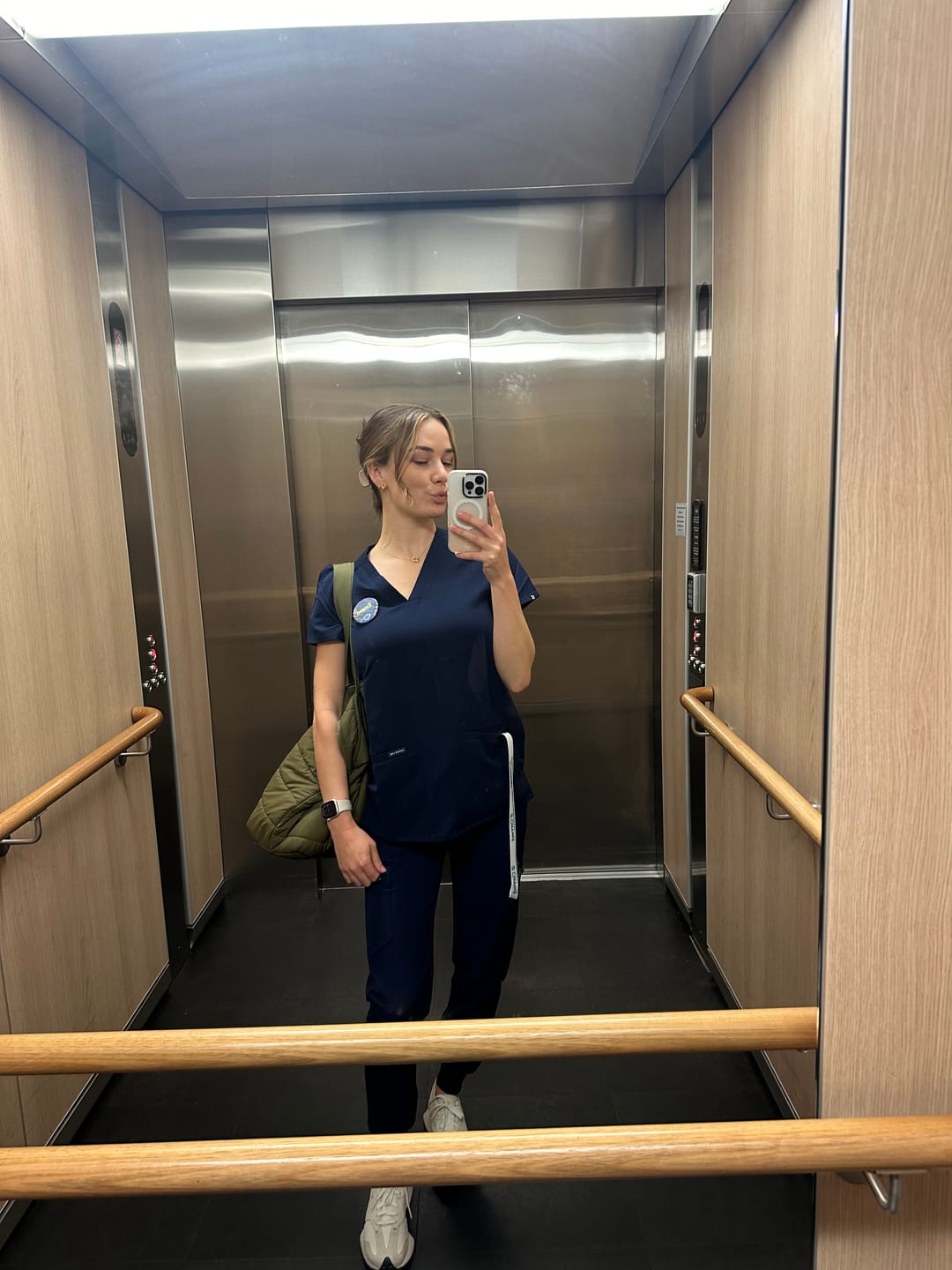Customer photo review of LUCY Jogger Scrub Pants (Original SLTECH™ fabric) - Navy