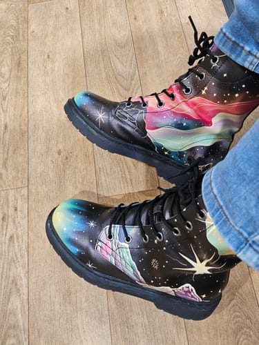 Customer photo review of Northern Lights Boots - Vegan Leather Doc-Style Boots with Durable Stitched on Soles