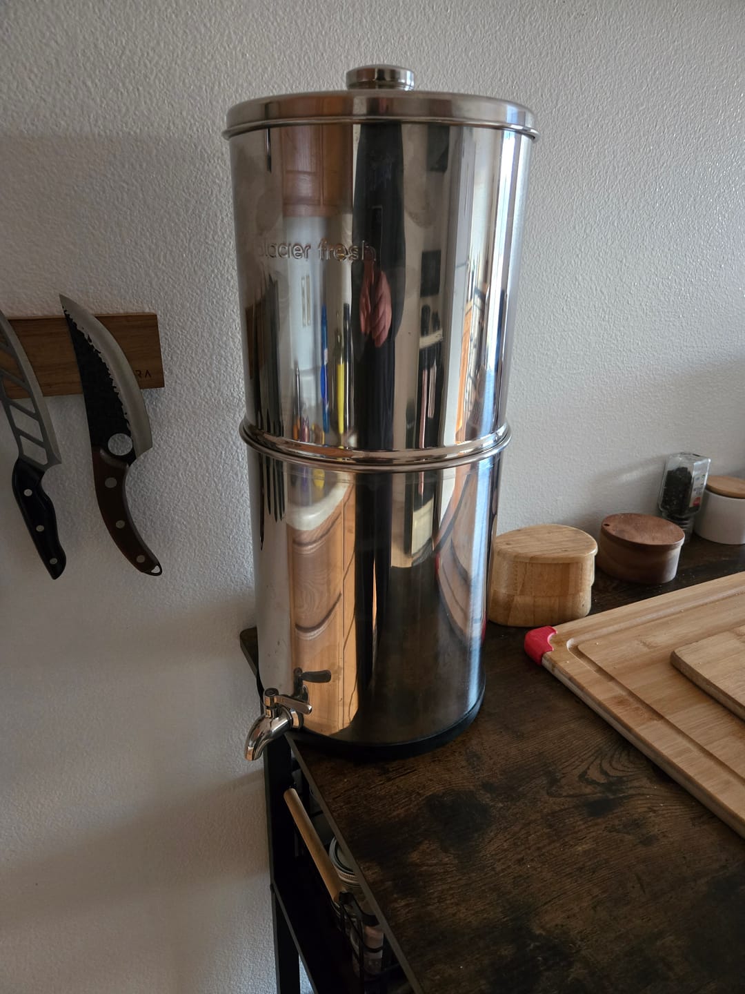 Customer photo review of 2.25G Gravity-fed Water Filter System, Stainless-Steel System with 2 Filters