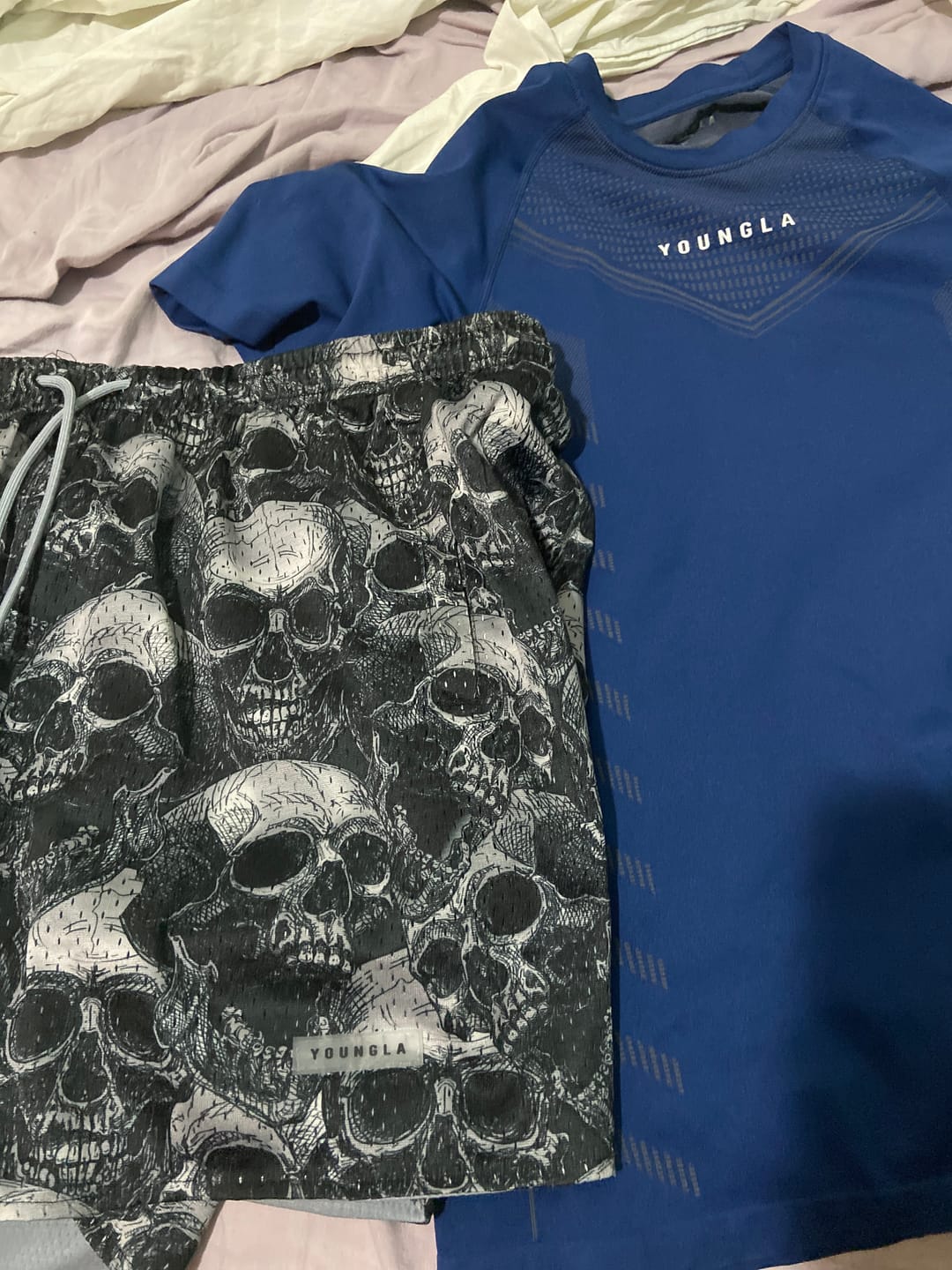 Customer photo review of 1111 -  Skulls & Roses Reversible Shorts