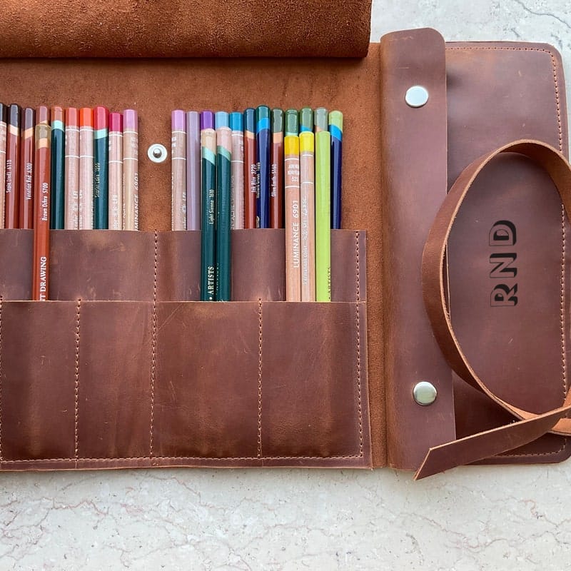 Customer photo review of Leather Paint Brush Roll