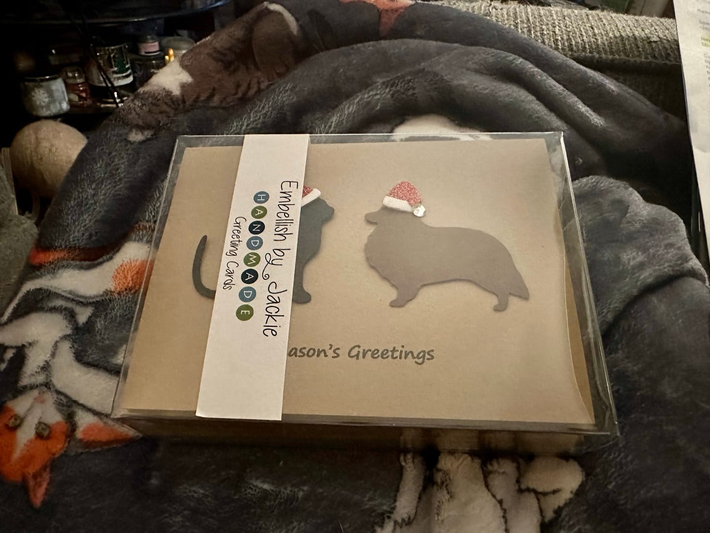 Customer photo review of 2 Pets Custom Christmas Greeting Card | Handmade Cat or Dog Breed with Santa Hat | Choose your Pet color Front and Inside Phrases