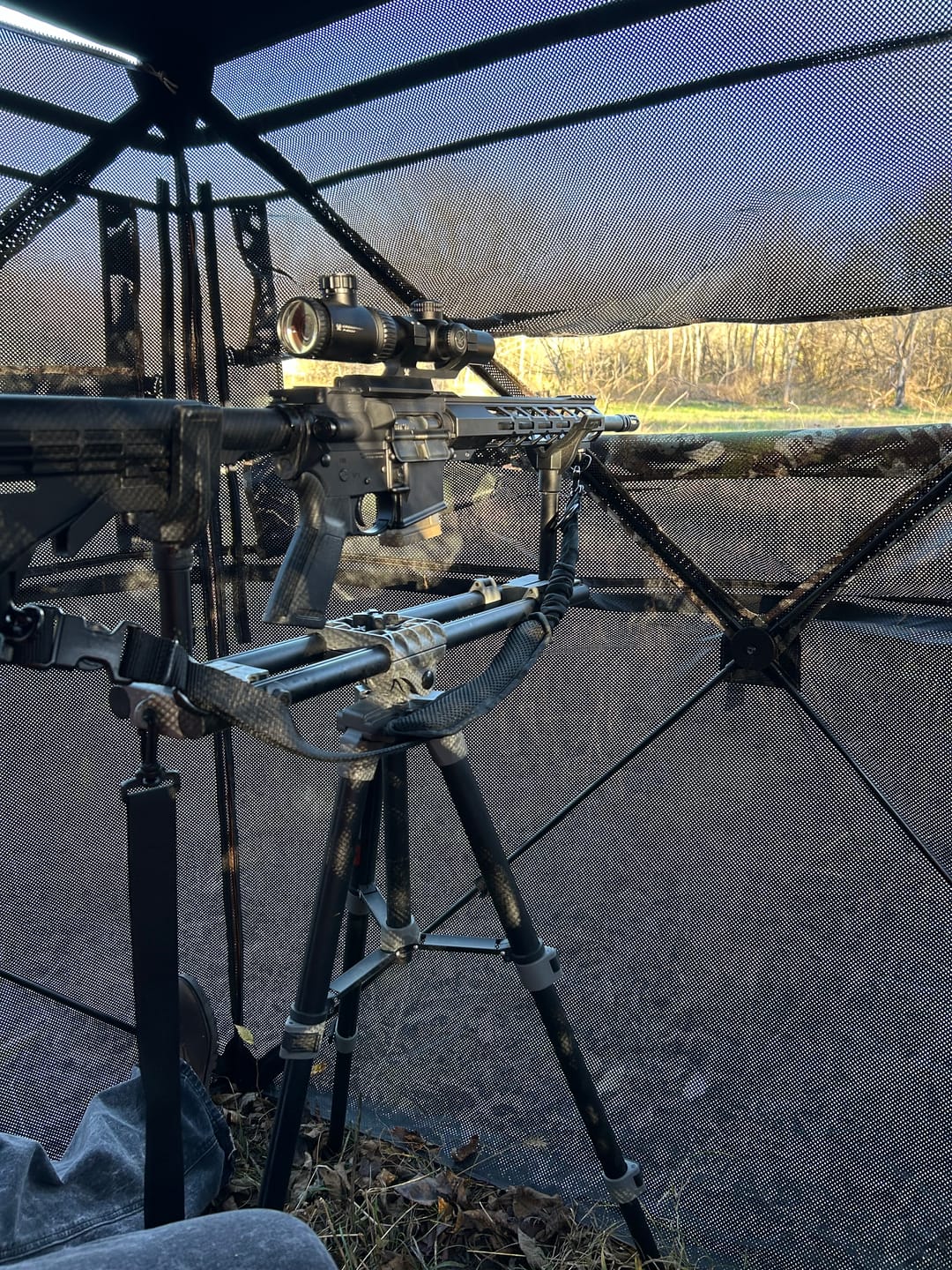 Customer photo review of VisTrilogy 4-6 Person See-Through Deer Turkey Hunting Ground Blinds