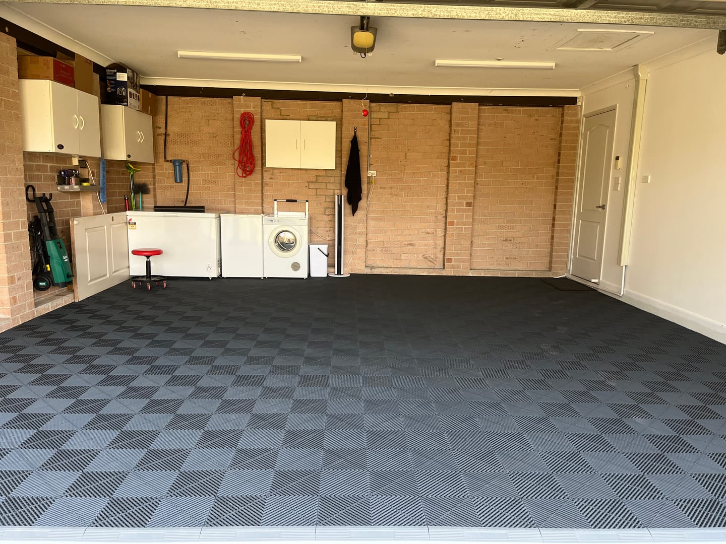 Customer photo review of Double Garage Modular Floor Tile Package Set