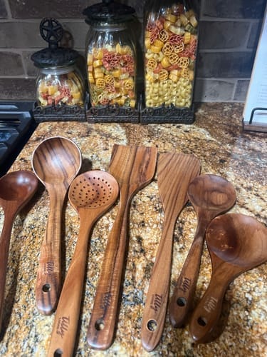 Customer photo review of Teak Wooden Utensil Set