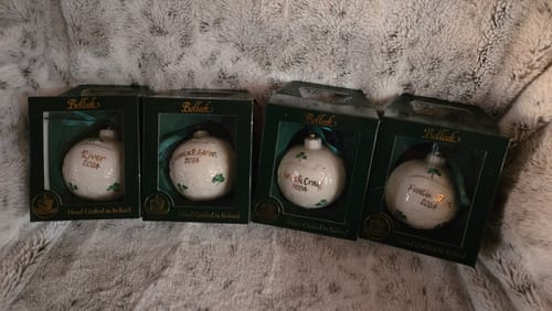 Customer photo review of Belleek Classic Personalised Christmas Bauble