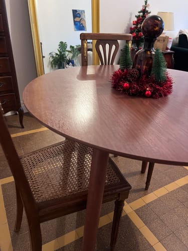 Customer photo review of Table a manger 4 personnes en pin massif D90 finition noyer