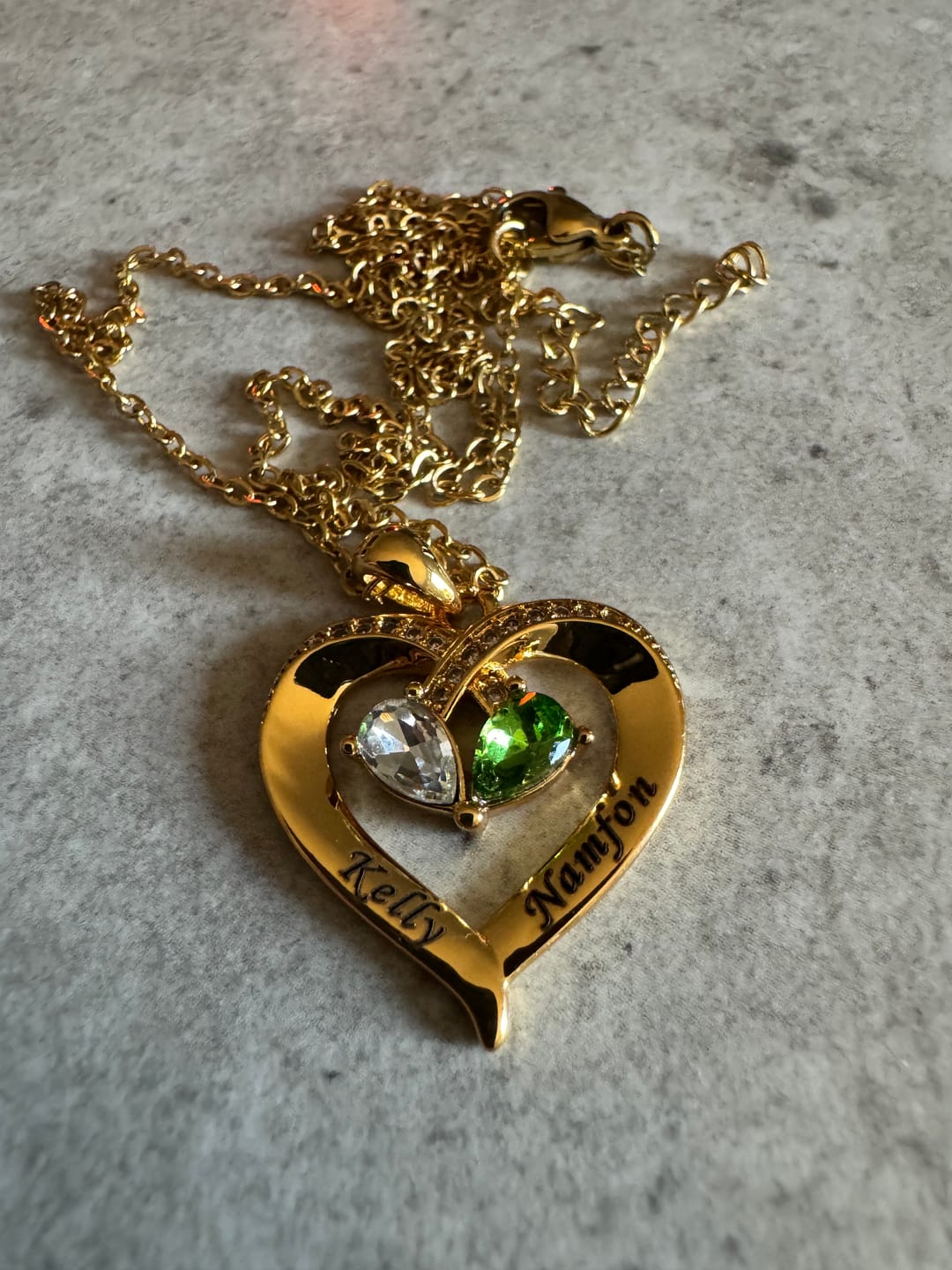 Customer photo review of Forever Love Birthstone & Diamond Heart Pendant Necklace