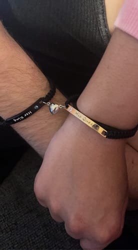 Customer photo review of Personalized Couple Bracelet Set