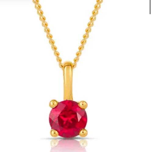 Customer photo review of Created Ruby Round Pendant in 9ct Yellow Gold