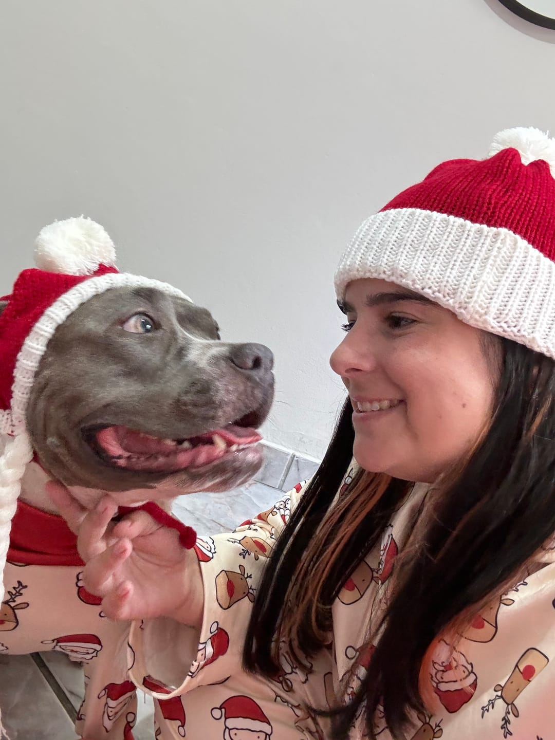 Customer photo review of Human Pompom Hat - Santa