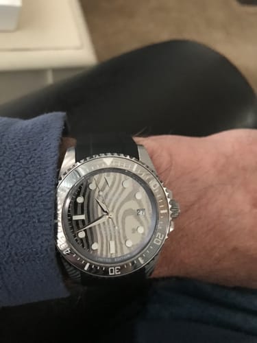 Customer photo review of Oceaneva Mens Deep Marine Explorer II Damascus Steel Dial Watch Rubber