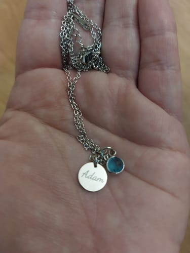 Customer photo review of Ogrlica: Tiny Initial Birthstone