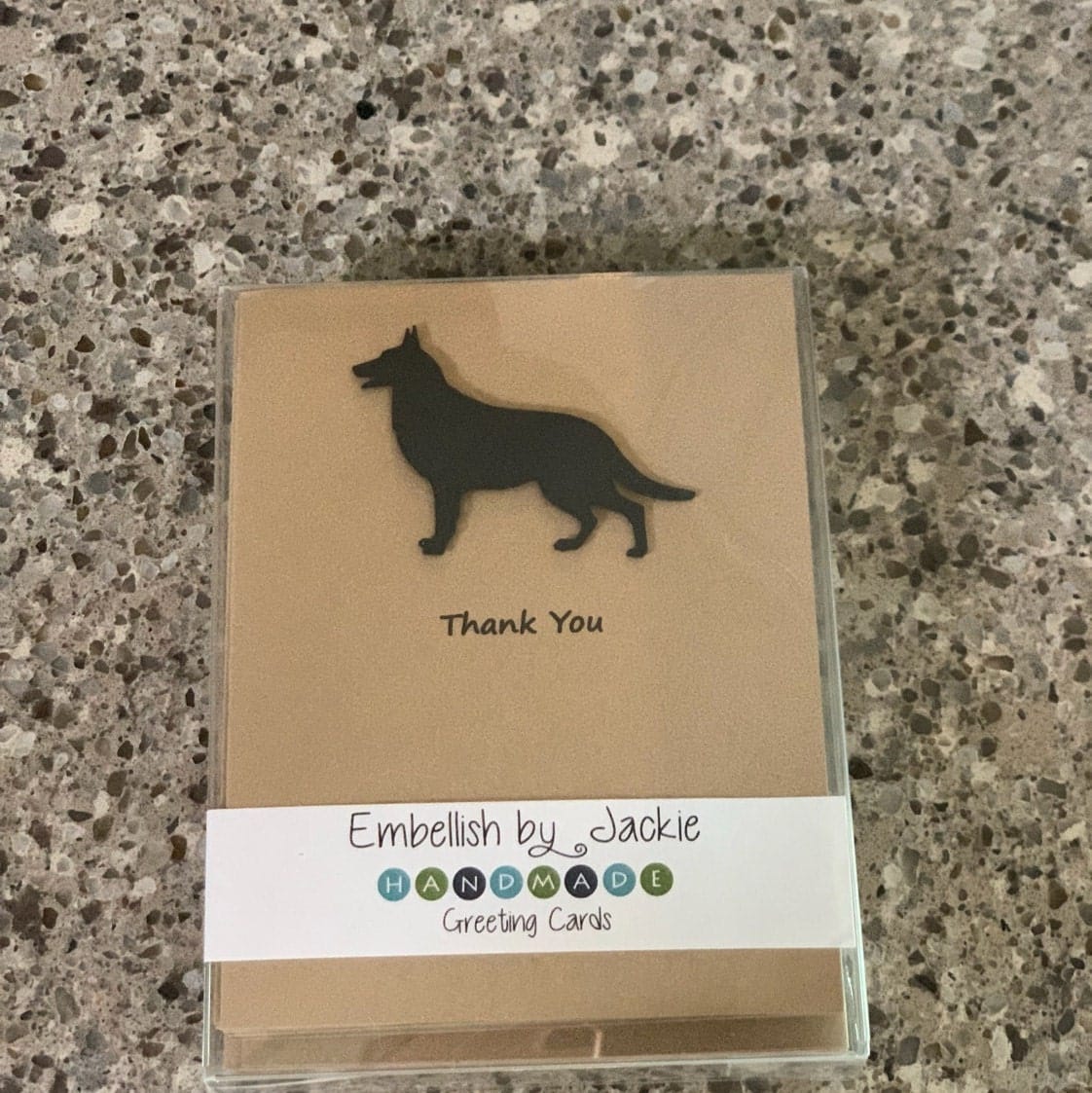 Customer photo review of German Shepherd Thank You Card | Handmade Black Dog Greeting Card | Single or 10 Pack Notecards