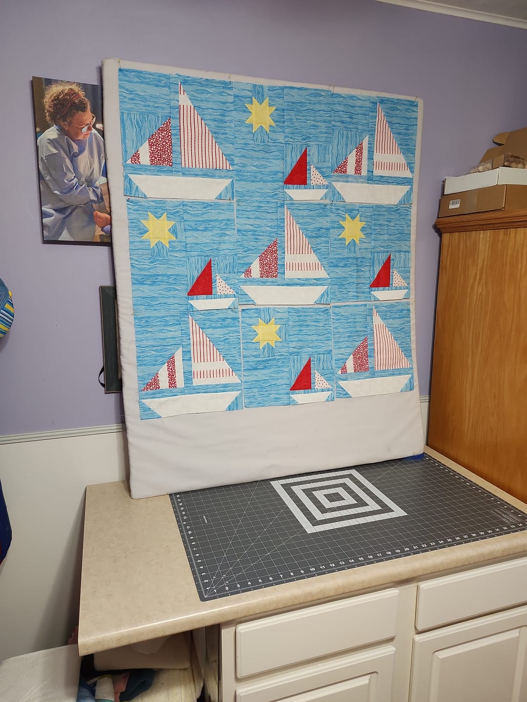 Customer photo review of Stripey Sails & Stars Sailboat Quilt Pattern | Digital PDF Pattern