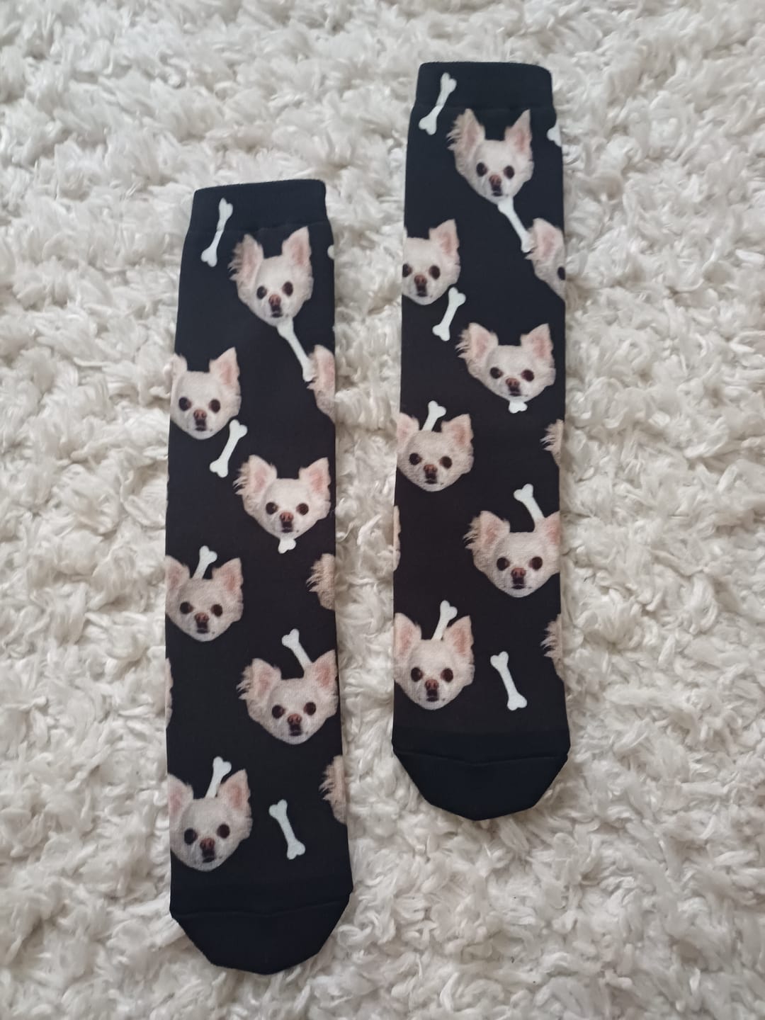 Customer photo review of FaceSock | Custom Dog Socks With Photo