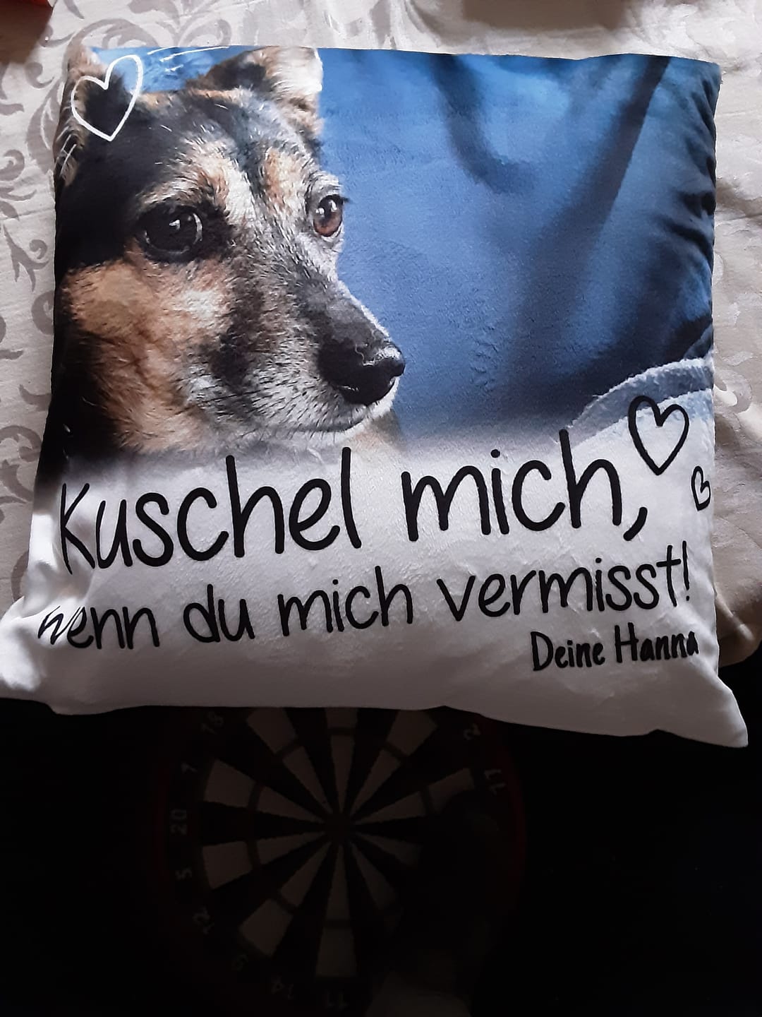 Customer photo review of Kuschel mich, wenn du mich vermisst - Individuelles Kissen