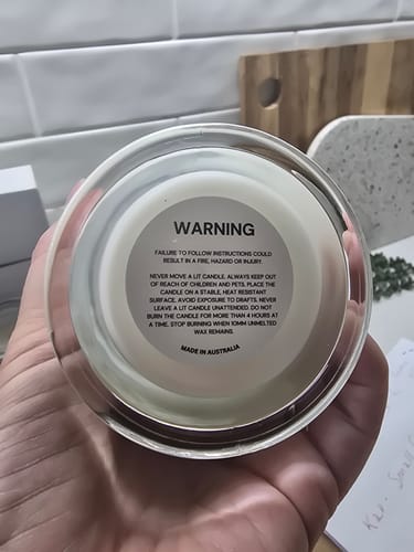 Customer photo review of 40mm Gloss Candle Warning Labels