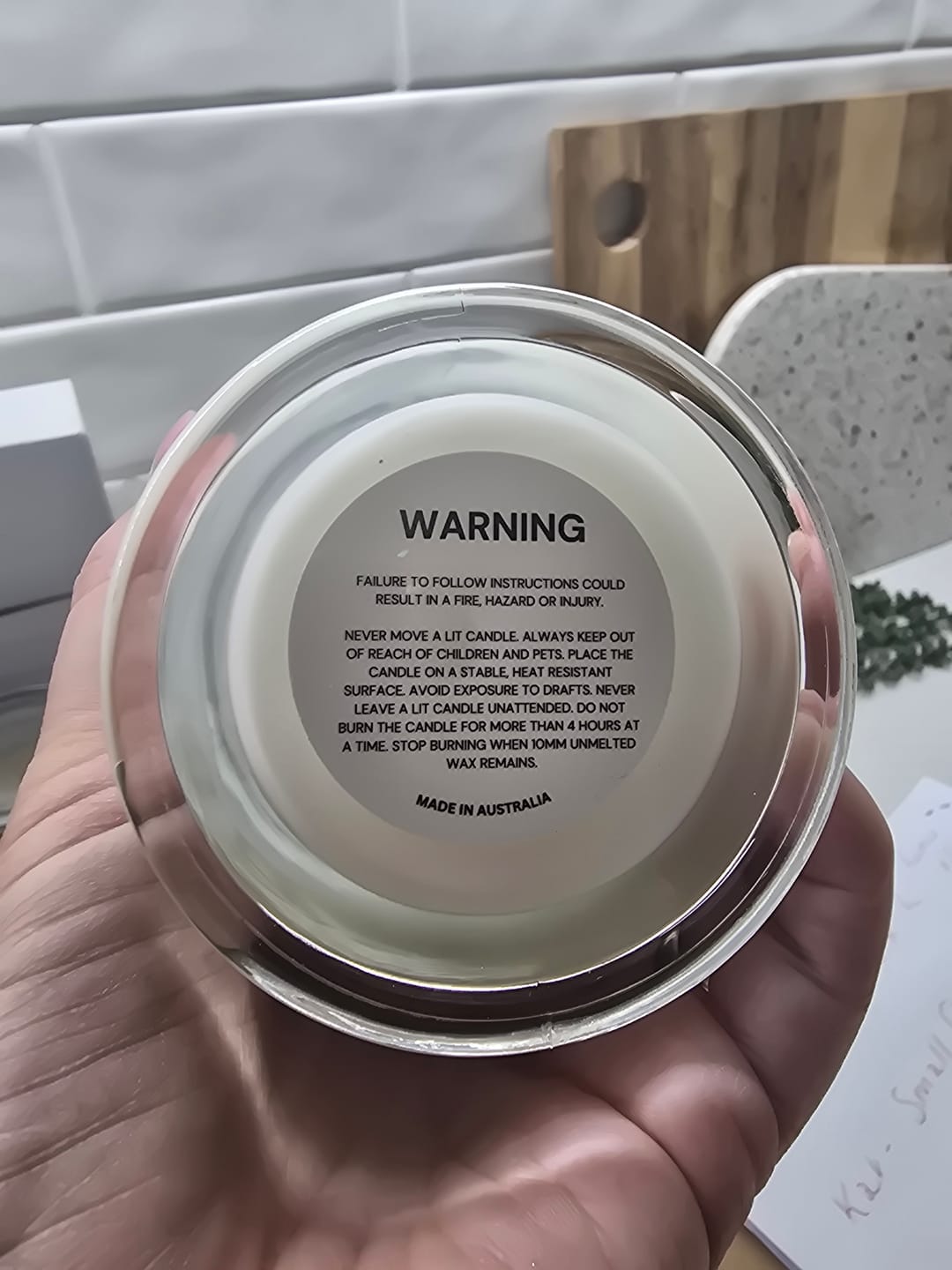 Customer photo review of 40mm Gloss Candle Warning Labels