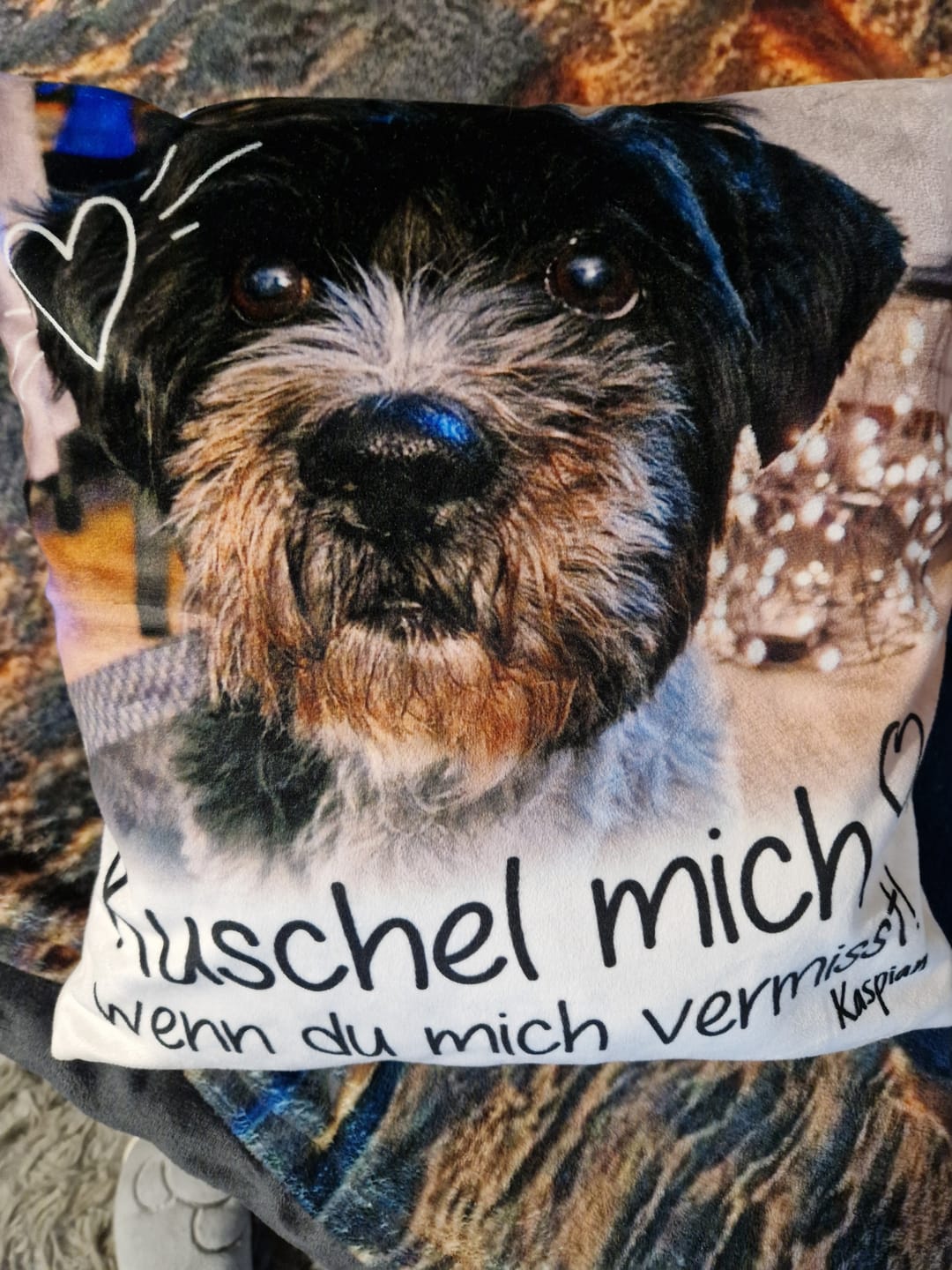 Customer photo review of Kuschel mich, wenn du mich vermisst - Individuelles Kissen