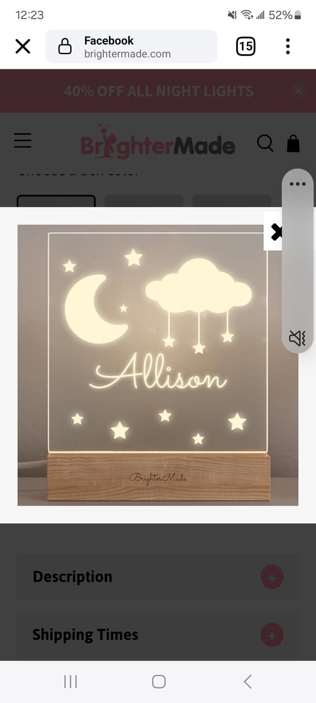 Customer photo review of Moon & Stars - Personalized Night Light
