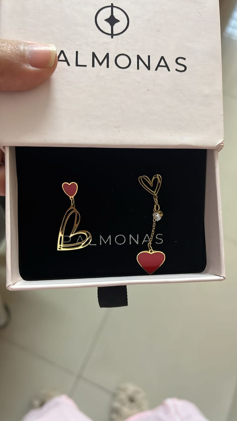 Customer photo review of Golden Heart Mismatch Earrings
