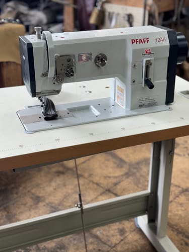 Customer photo review of PFAFF 1245 Single Needle Heavy Duty Unison Feed Walking Foot Sewing Machine Assembled with Servo Motor, Table and Stand Included