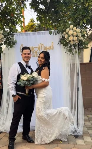 Customer photo review of Trumpet Mermaid Lace Off The Shoulder Wedding Dress
