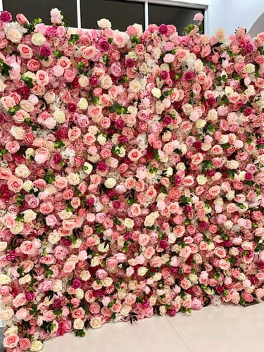 Customer photo review of Pink Rose Flower Wall Backdrop for Birthday&Baby Shower Party Decorations