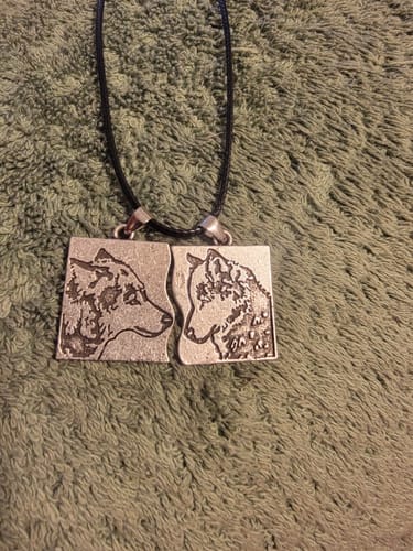 Customer photo review of Wolf Lifemates Couples Necklaces