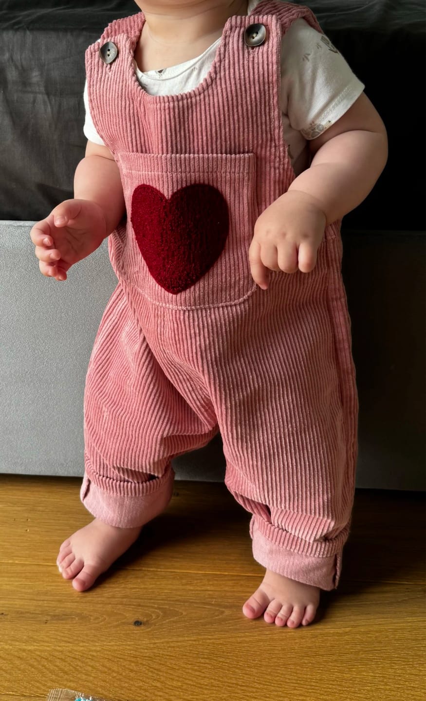 Customer photo review of Corduroy Heart Print Jumpsuit