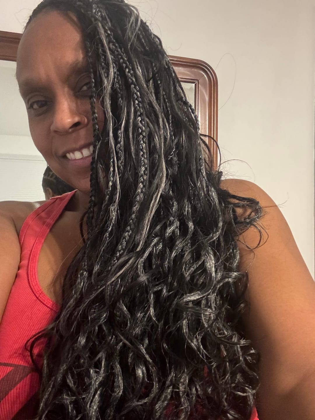 Customer photo review of Salt and Pepper Body Wave Bulk Human Braiding Hair