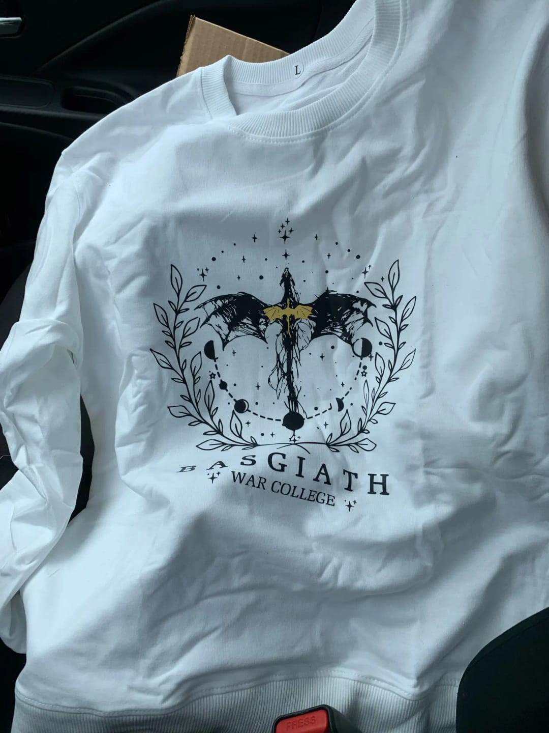 Customer photo review of Fourth Wing Basgiath War College Sweatshirt