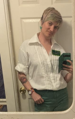 Customer photo review of Mens Asymmetrical Pleated Short Sleeve Shirt SKUK71617