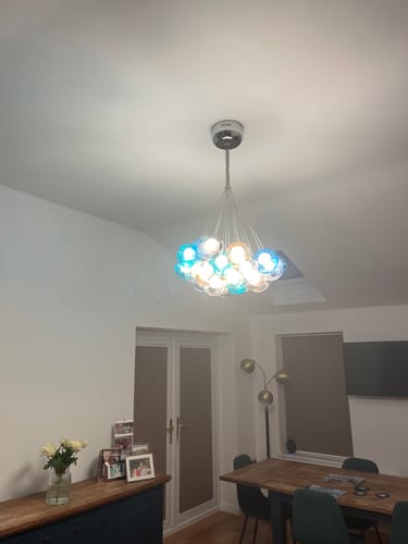 Customer photo review of Cluster Glass Ball Pendant Lights with Multi-Color Globes