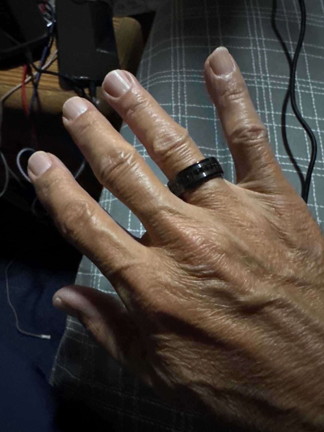 Customer photo review of 8mm - Mens Tungsten Wedding Band, Brushed Black CZ Diamonds, Tungsten Ring