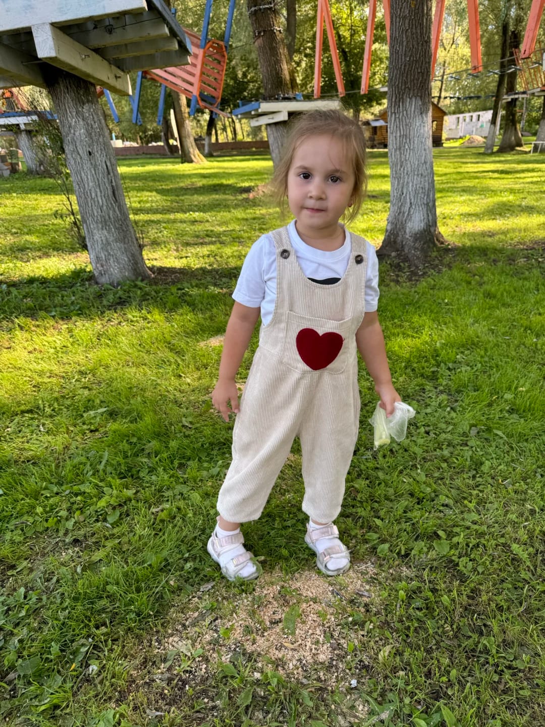 Customer photo review of Corduroy Heart Print Jumpsuit