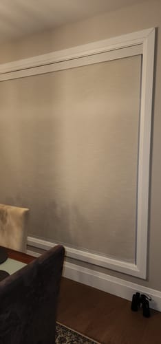 Customer photo review of SmartWings Motorized Roller Shades 100% Blackout Linen
