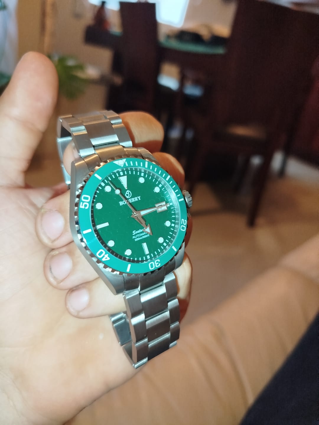 Customer photo review of SEATURTLE.OCEAN(TITANIUM) - Automatic Titanium Diver Watch | Turtle Green/Ti-bracelet