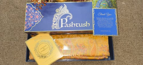 Customer photo review of Pashtush Mens faux pashmina stole, Reversible,mustard