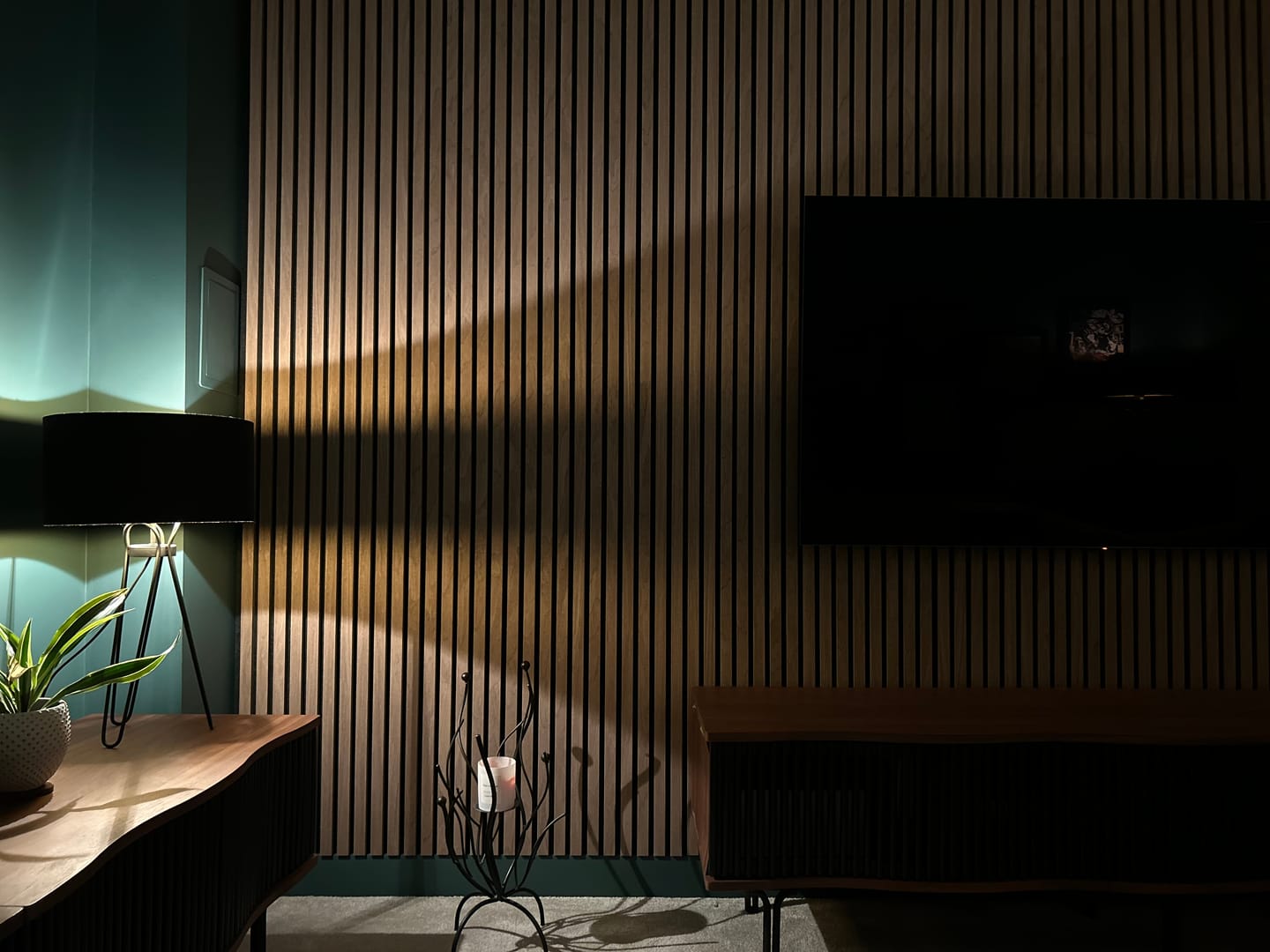 Customer photo review of Wooden Wall Panel | Walnut | Premium 3-sided Wood Veneer