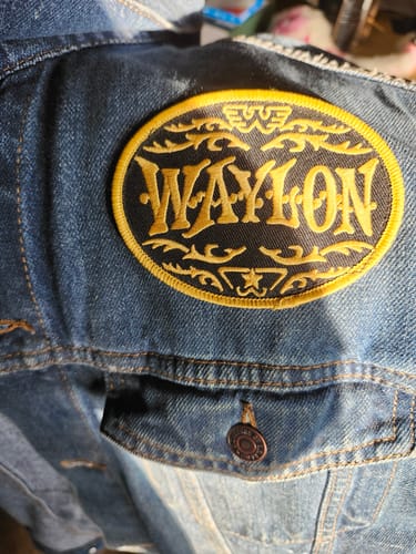 Customer photo review of Waylon Jennings Flying Oval Logo Patch (Gold)