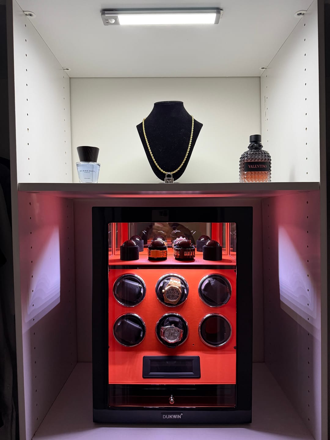 Customer photo review of Fingerprint Lock 6 Watch Winders with Extra Watches Storage LCD Remote Control - Flame Orange