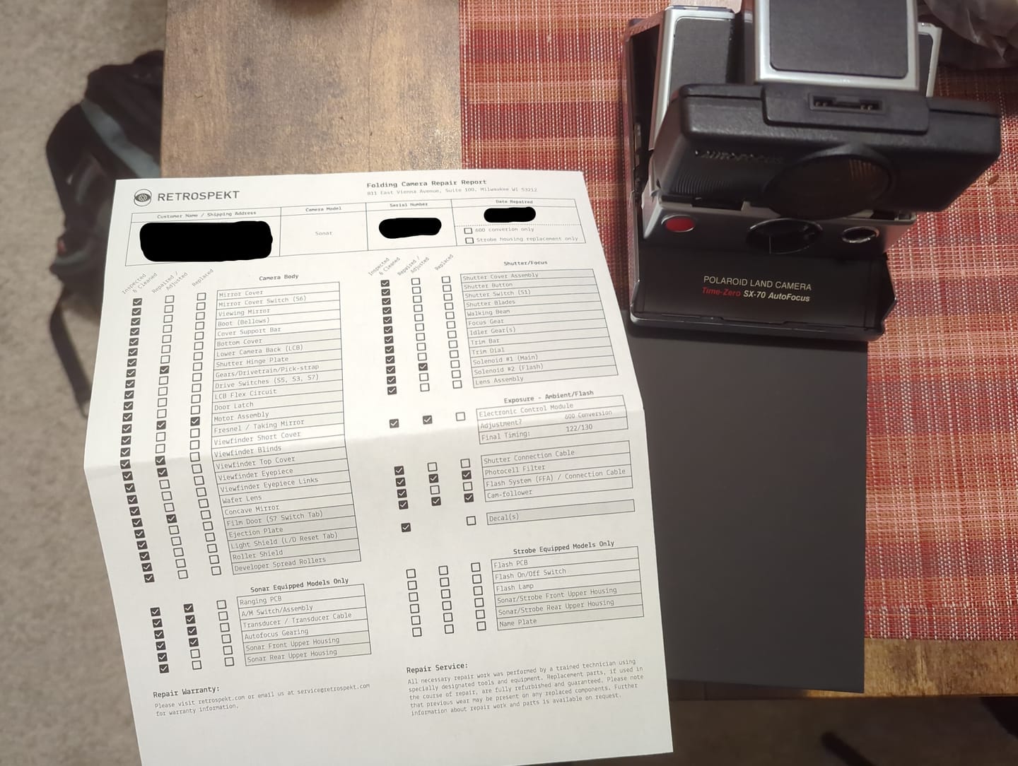 Customer photo review of Polaroid Sonar Autofocus SX-70 to 600 Film Conversion with Repair Service
