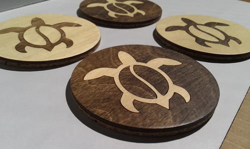 Customer photo review of 1/8" x 4" Round Cork Coasters (6 pack)