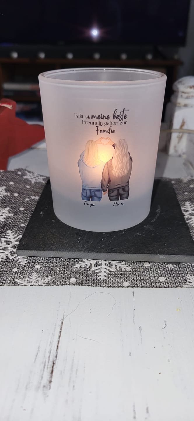 Customer photo review of Winter Besties - Personalisiertes Teelicht