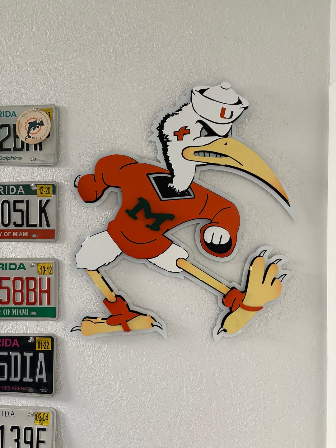 Customer photo review of Miami Hurricanes "Sebastian the Ibis" 3D Vintage Metal Wall Art