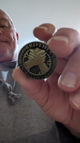 Customer photo review of Brothers in Recovery AA/NA Sobriety Medallion - Bronze